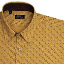 Paisley Print TOOTAL 60s Button Down Shirt In Gold