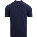 TROJAN RECORDS Union Jack Pique T-Shirt in Navy