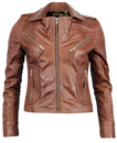 Womens Retro 1970s Vintage Leather Biker Jacket