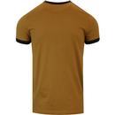 WRANGLER Retro 1970s Ringer T-shirt (Golden Brown)
