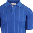 Aaron AFIELD Mens Retro 60s Knitted Crepe Polo Bl