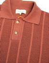Aaron AFIELD Mens Retro 60s Knitted Crepe Polo Br