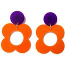 Ada Binks for Madcap England 60s Mod Daisy Floral Cutout Earrings in Orange