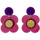 Ada Binks for Madcap England 60s Mod Daisy Flower Drop Earrings in Solid Purple