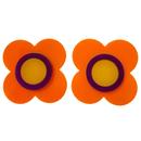 Ada Binks for Madcap England 1960s Mod Flower Stud Earrings in Orange
