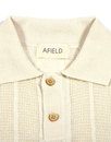Aaron AFIELD Mens Retro 60s Knitted Crepe Polo W