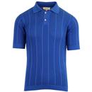 Aaron AFIELD Mens Retro 60s Knitted Crepe Polo Bl