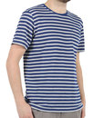 AFIELD Mens Retro 70s Terry Stripe T-Shirt in Navy