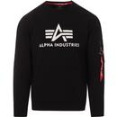 alpha industries mens 3D logo print crew neck sweatshirt black