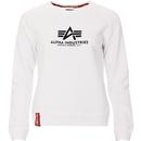 alpha industries womens logo print new basic crewneck sweatshirt white