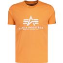 alpha industries mens retro large logo print crew neck tshirt tangerine