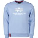 alpha industries mens logo print basic crew neck sweatshirt light blue