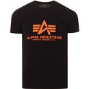 alpha industries mens neon basic logo print tshirt black