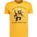 alpha industries mens PB squadron black cat print tshirt solar yellow