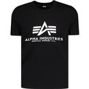alpha industries mens large logo print crew neck tshirt black