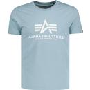 alpha industries mens large logo print crew neck tshirt blue grey