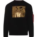 alpha industries mens lunar plaque print sweater black