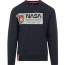 alpha industries mens mars mission reflective large chest print crew neck sweatshirt dark blue