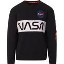 alpha industries mens NASA large logo crewneck sweatshirt dark blue white