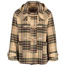 Baracuta Double Wool Short Duffle Coat in Brown Tartan Check BRCPS1063 7082