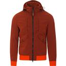 baracuta mens four pocket neon cuffs nylon lightweight hooded jacket persimmon orange