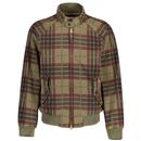 Baracuta G9 Printed Tartan Check Canvas Harrington in Tarmac pictured from front