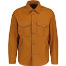 baracuta mens button through military utility shirt jacket pumpkin spice brown