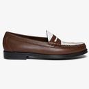 Bass Weejuns Easy Weejuns 2-Tone Soft Penny Loafers in Dark Brown and White by G.H. Bass