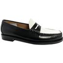 Bass Weejuns Larson Mod Two Tone Penny Loafer Shoes in Black and White