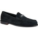 bass weejuns mens lincoln reverso chain suede loafers dark navy