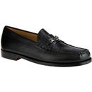bass weejuns lincoln lizard leather chain loafers black