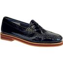 Spring BASS WEEJUNS 60s Penny Wrinkle Loafers NAVY