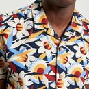 Ben Sherman Abstract Floral Print Cuban Shirt DN