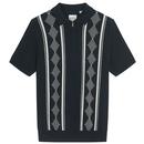 Ben Sherman Men's Argyle Jacquard Polo Shirt in Black/White 0077603 290