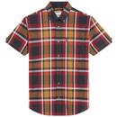 Ben Sherman Mod Block Check Short Sleeve Shirt in Red 0074135 055 