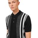 Ben Sherman Retro Birdseye Stripe Polo Shirt Black