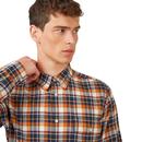 BEN SHERMAN Mod Brushed Plaid Check Shirt ORANGE