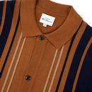BEN SHERMAN Mod Stripe Knitted Button Through Polo