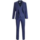 Ben Sherman Tailoring Men's Retro 1960s Mod 2 Button Prince of Wales Check Suit in Sapphire Blue