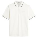 Ben Sherman Chequerboard Tipped Textured Polo in Snow White 1012403 002