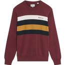 Ben Sherman Retro Chest Stripe Knitted Jumper in Wine 0077611 580