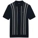 Ben Sherman Crinkle Cotton Stripe Polo Shirt in Dark Navy 0075850 025