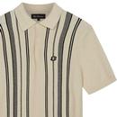 Ben Sherman Crinkle Cotton Retro Stripe Polo Ivory