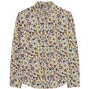 Ben Sherman Men's Floral Printed Cord Shirt in Fog 0077830 055