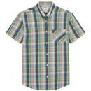 Ben Sherman Gingham Overcheck Shirt in Grass Green 0075937 658