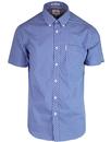 BEN SHERMAN 60s Mod Short Sleeve Gingham Shirt SKY