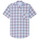 Ben Sherman Men's Retro Mod Short Sleeve Gradient Check Shirt in Blue