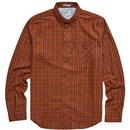 Ben Sherman Men's Mod House Check Long Sleeve Button Down Shirt in Dark Orange