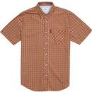 Ben Sherman Retro Mod House Check Short Sleeve Shirt in Claret Red