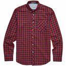 Ben Sherman Mod House Tartan Check Button Down Long Sleeve Shirt in Red